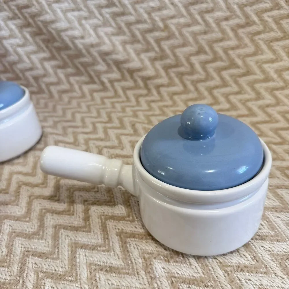 Vintage Set of 2 Ceramic Soup Crocks Bowls With Lids Floral Cottage Core